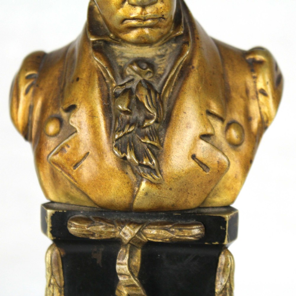 Late 19th Century french bronze bust of Mozart by Eugen. Bormel on black base. View III
