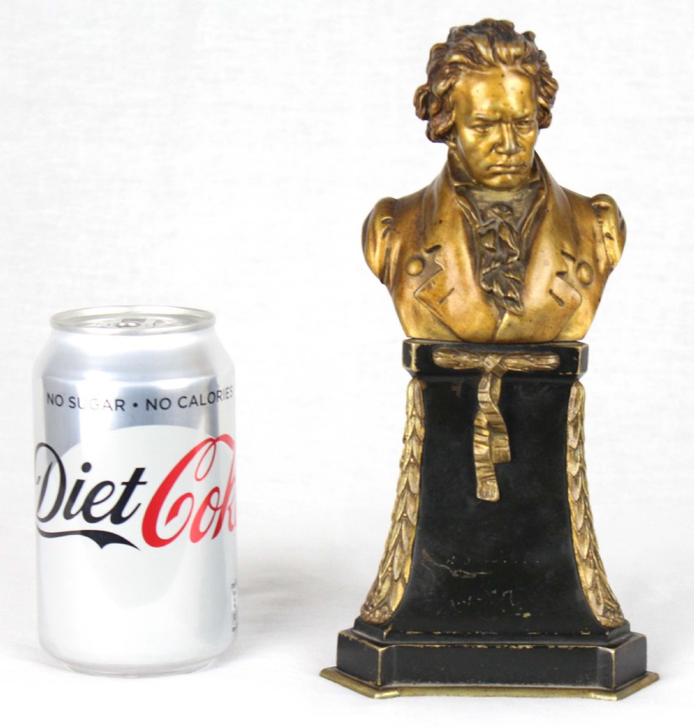 Late 19th Century french bronze bust of Mozart by Eugen. Bormel on black base. View VII