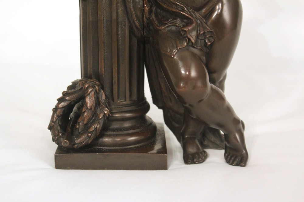 A Fine Late 19th Century French Bronze Cherub Leaning On Column View III