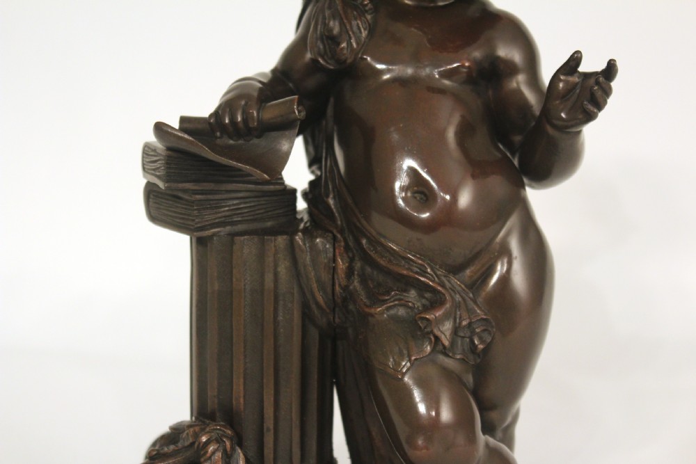 A Fine Late 19th Century French Bronze Cherub Leaning On Column View IV