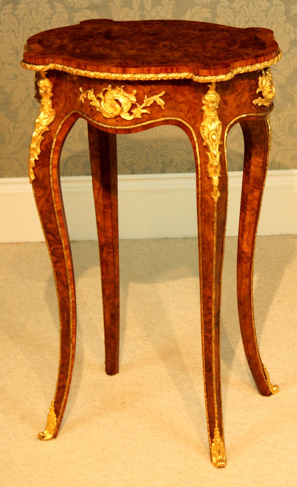 An Exhibition Quality Victorian Burr Walnut Inlaid and Ormolu Mounted Table View II