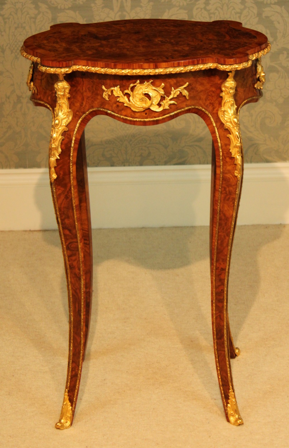 An Exhibition Quality Victorian Burr Walnut Inlaid and Ormolu Mounted Table View III