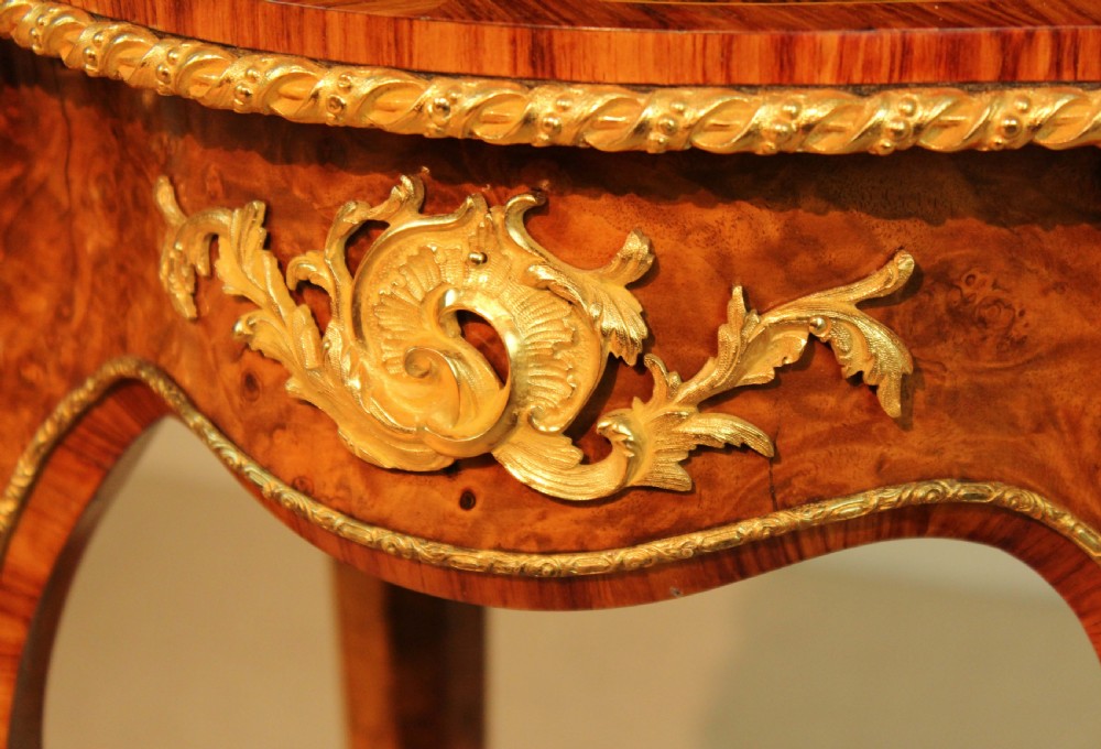 An Exhibition Quality Victorian Burr Walnut Inlaid and Ormolu Mounted Table View VII