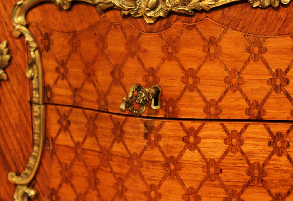 A Pair of Quality Early 20th Century French Kingwood Inlaid & Ormolu mounted Bedside Tables View IV