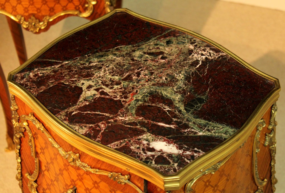 A Pair of Quality Early 20th Century French Kingwood Inlaid & Ormolu mounted Bedside Tables View VI