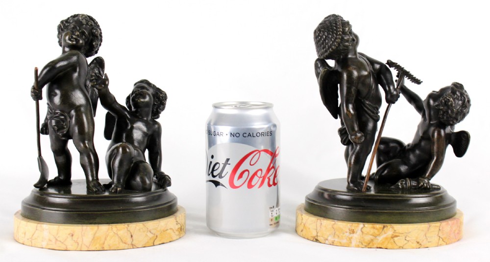 A Pair Of 19th Century French Bronze Figures Of Cherub Farmers View V
