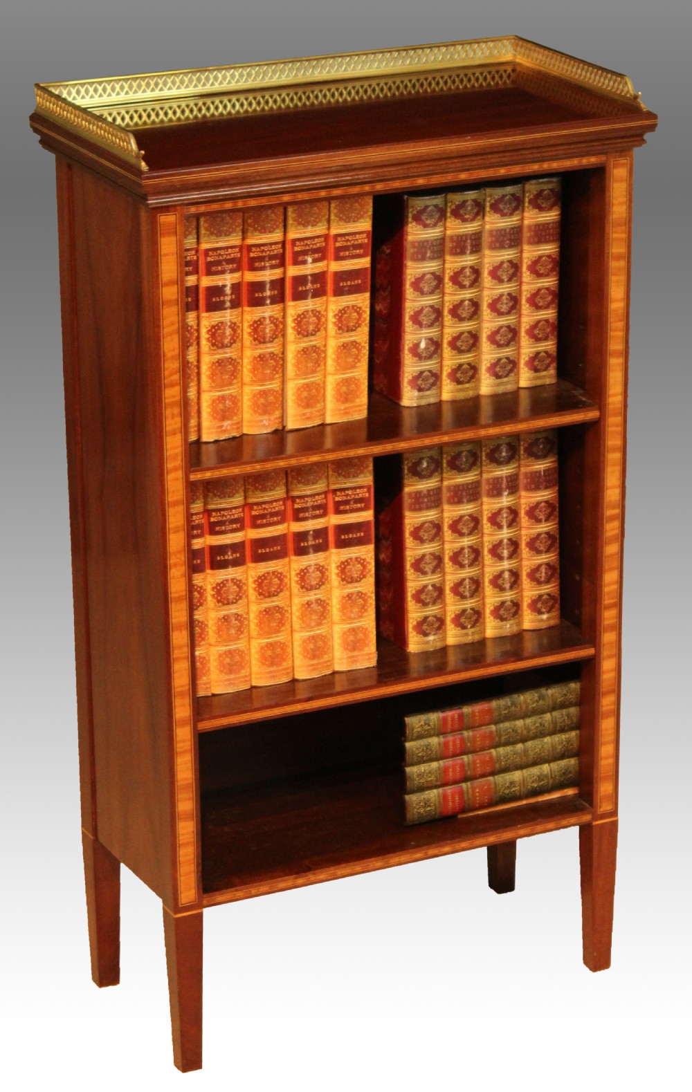 A Fine Quality Edwardian Mahogany Inlaid Open Bookcase