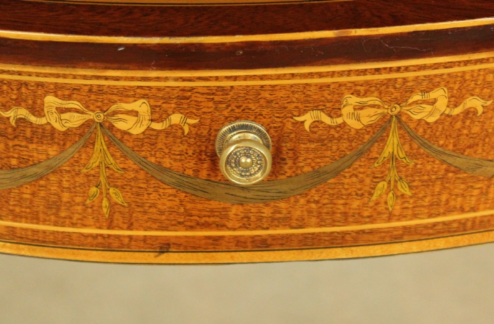 An Immaculate Quality Late Victorian Mahogany Inlaid Demilune Side Table View III