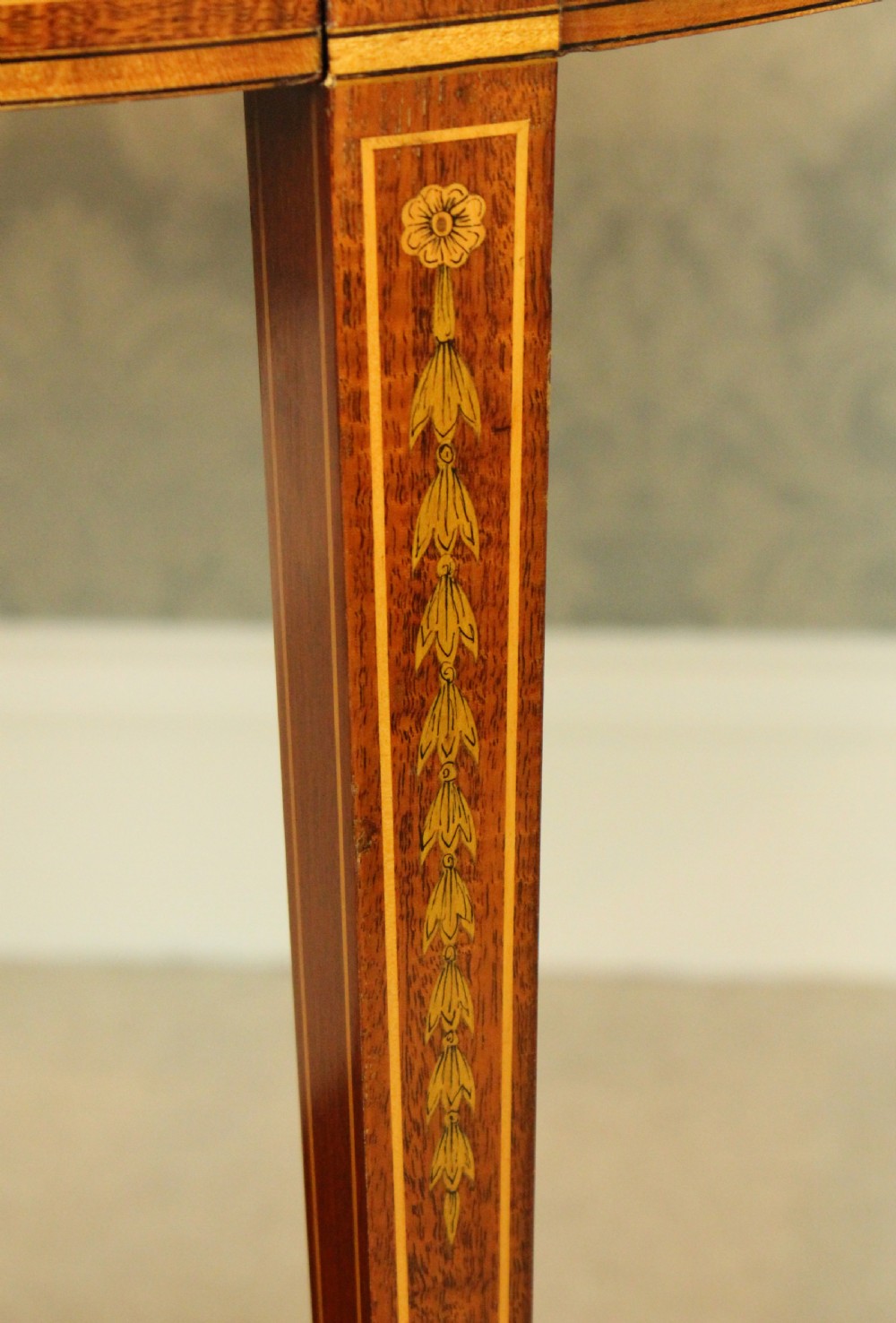 An Immaculate Quality Late Victorian Mahogany Inlaid Demilune Side Table View VI