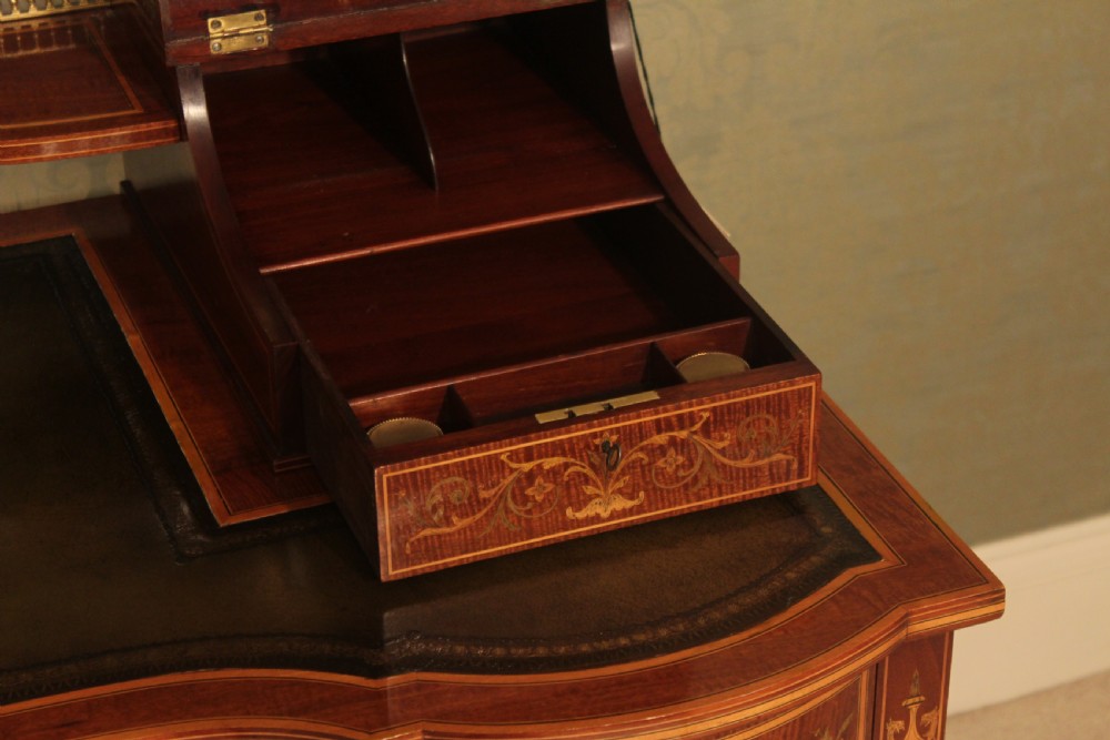 An Outstanding Late Victorian Mahogany Inlaid Carleton House Style Desk by Edwards & Roberts View V