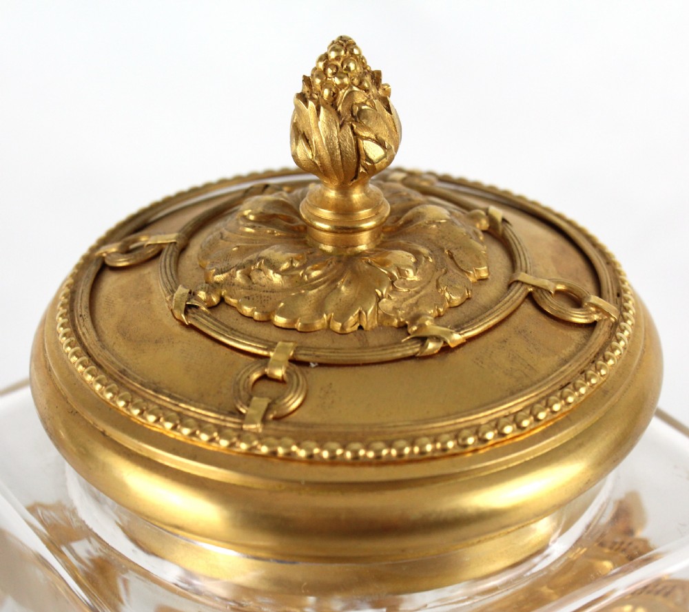 A Fine Late 19th C. French Ormolu Mounted Crystal Glass Box And Cover View II