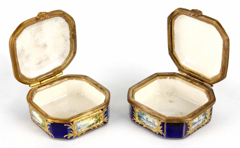 A Pair Of Late 19th C. Sevres Ceramic Canted Square Small Boxes View II