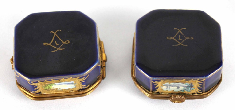 A Pair Of Late 19th C. Sevres Ceramic Canted Square Small Boxes View IV