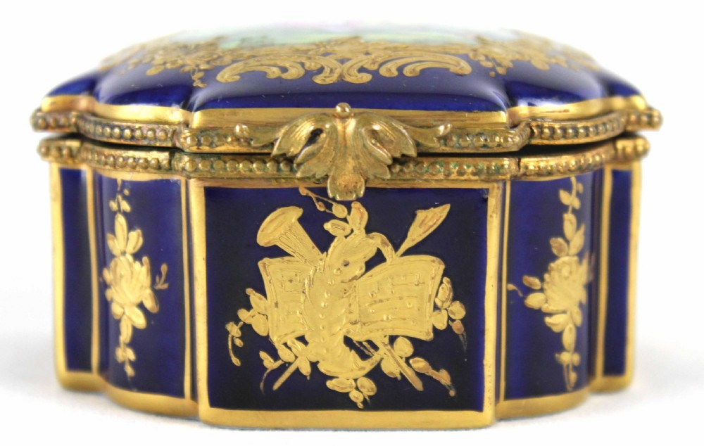 A Late 19th C. French Gros Bleu Porcelain Shaped Square Casket View IV
