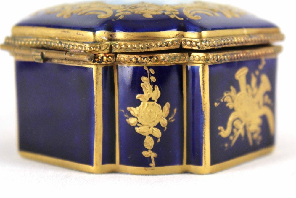 A Late 19th C. French Gros Bleu Porcelain Shaped Square Casket View VI