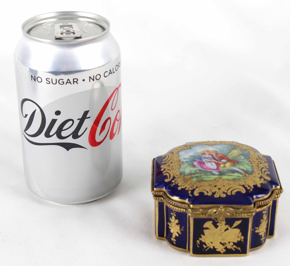 A Late 19th C. French Gros Bleu Porcelain Shaped Square Casket View IX