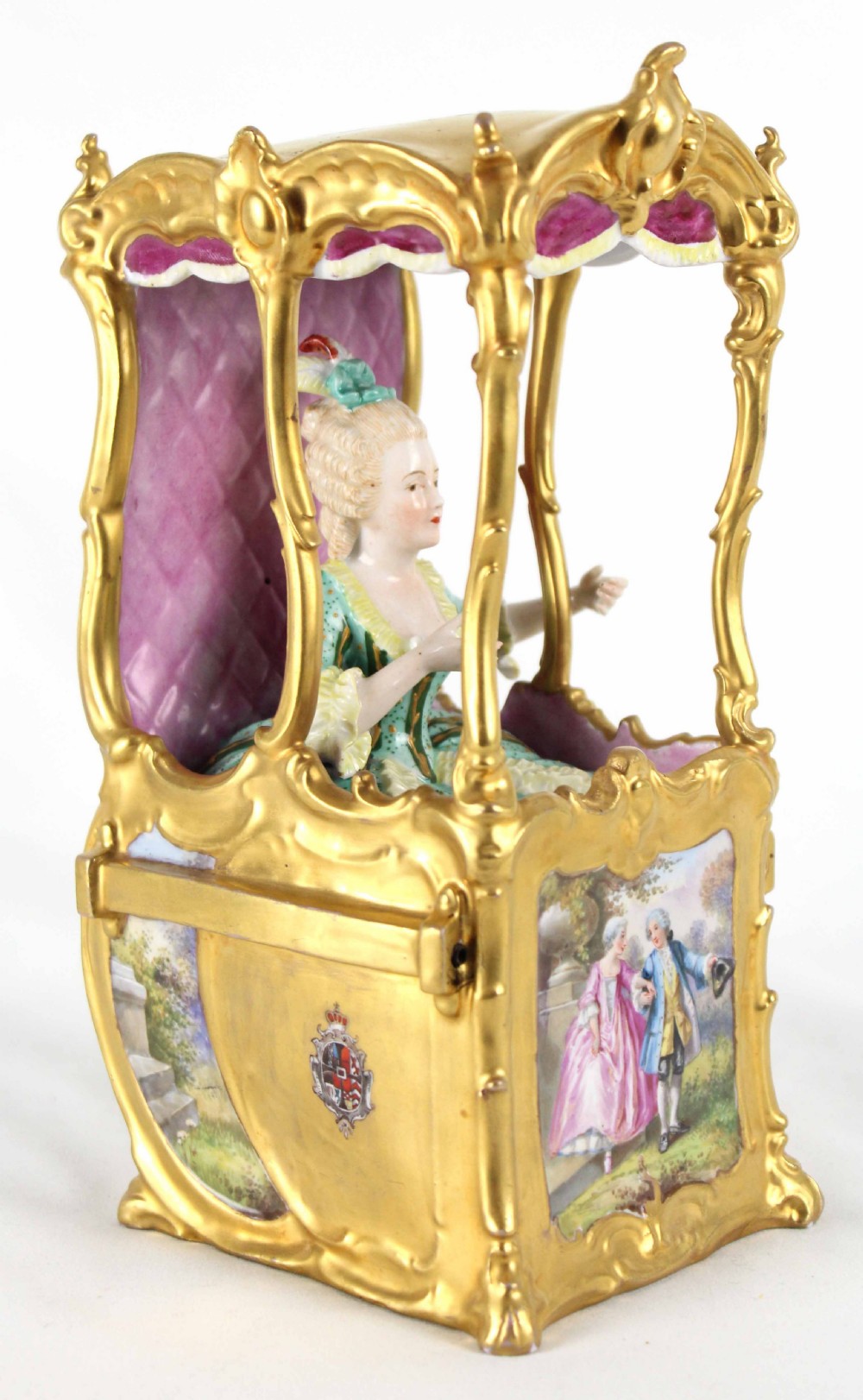 A Finely Detailed Late 19th C. Continental Porcelain Sedan Chair Figure Group View III