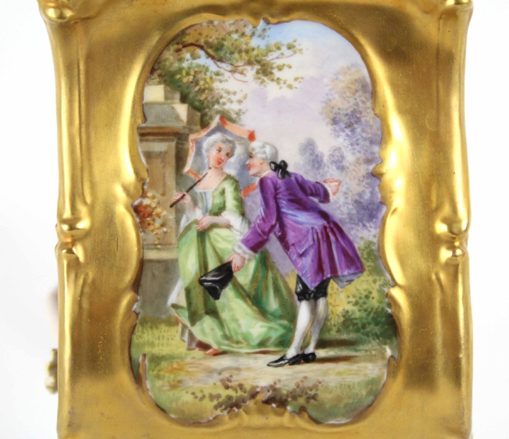 A Finely Detailed Late 19th C. Continental Porcelain Sedan Chair Figure Group View IX