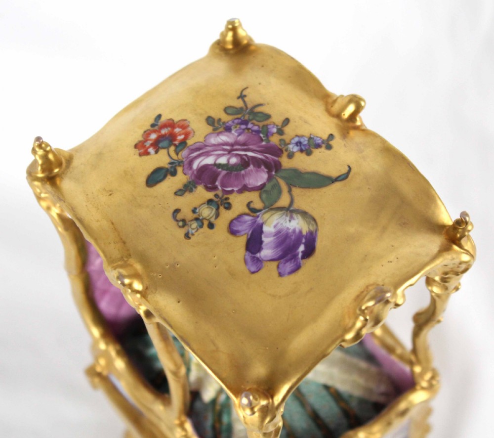 A Finely Detailed Late 19th C. Continental Porcelain Sedan Chair Figure Group View XI