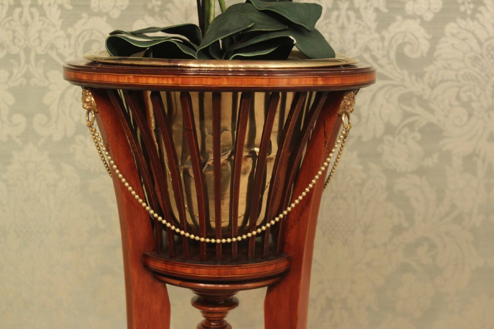 A Pair of Edwardian Mahogany Inlaid Jardinières View II