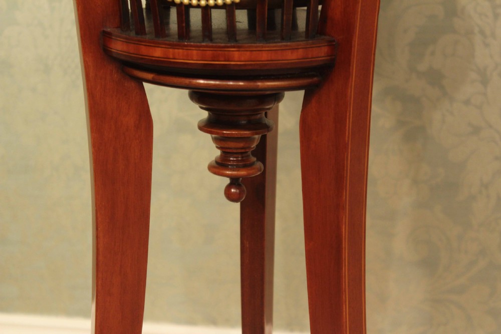 A Pair of Edwardian Mahogany Inlaid Jardinières View IV