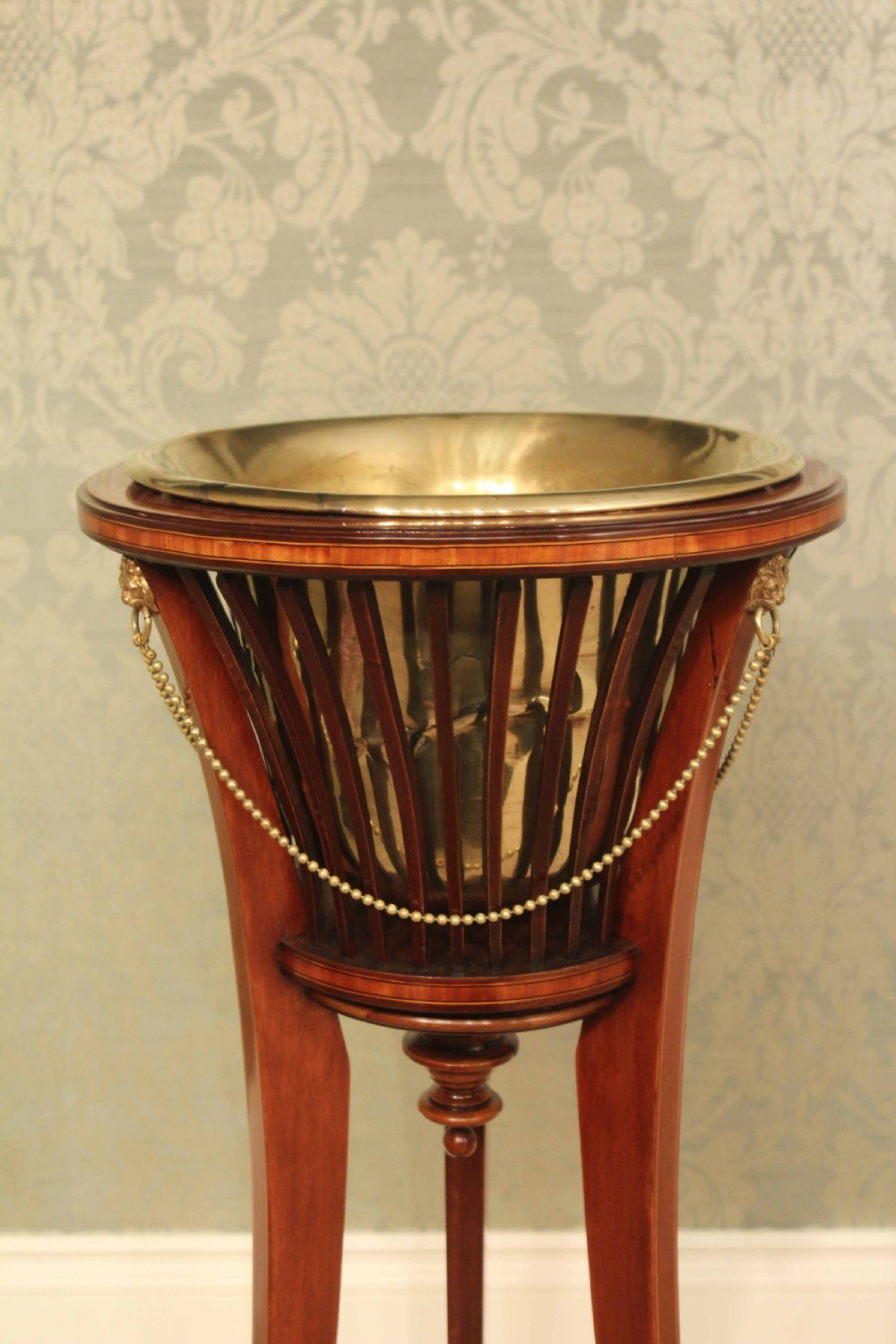 A Pair of Edwardian Mahogany Inlaid Jardinières View VI
