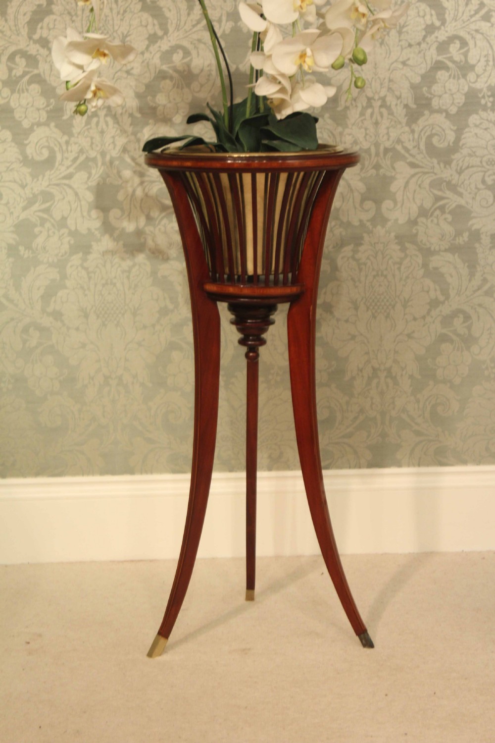A Pair of Edwardian Mahogany Inlaid Jardinières View VII