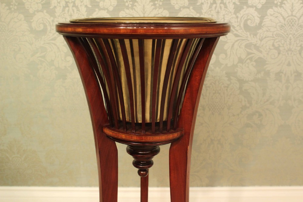 A Pair of Edwardian Mahogany Inlaid Jardinières View X