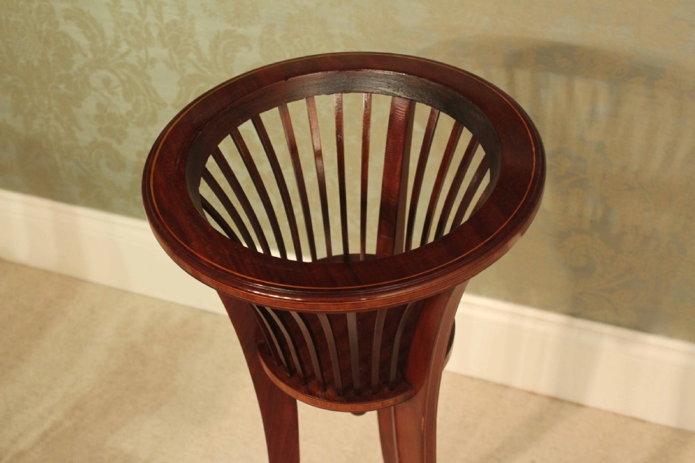 A Pair of Edwardian Mahogany Inlaid Jardinières View XI