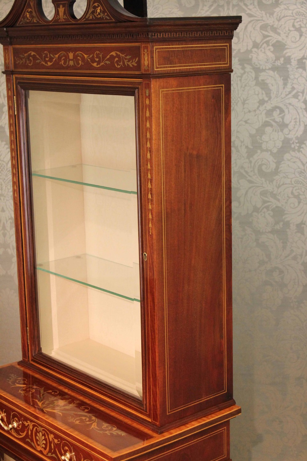 The Quality Late Victorian Mahogany Inlaid Display Cabinet View X