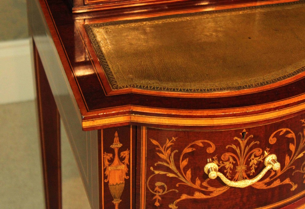 An Outstanding Late Victorian Mahogany Inlaid Carleton House Style Desk by Edwards & Roberts View III