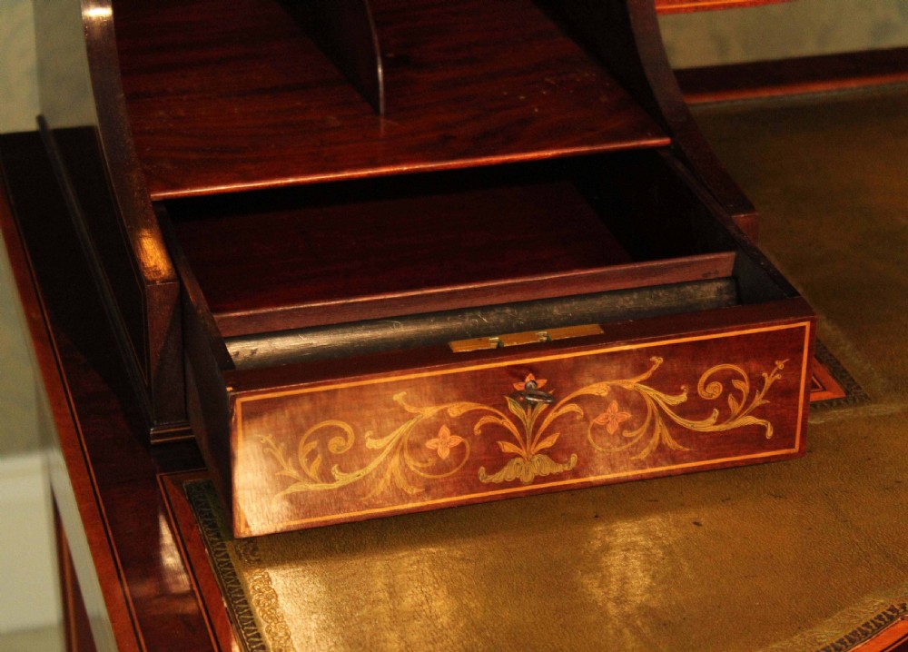 An Outstanding Late Victorian Mahogany Inlaid Carleton House Style Desk by Edwards & Roberts View V