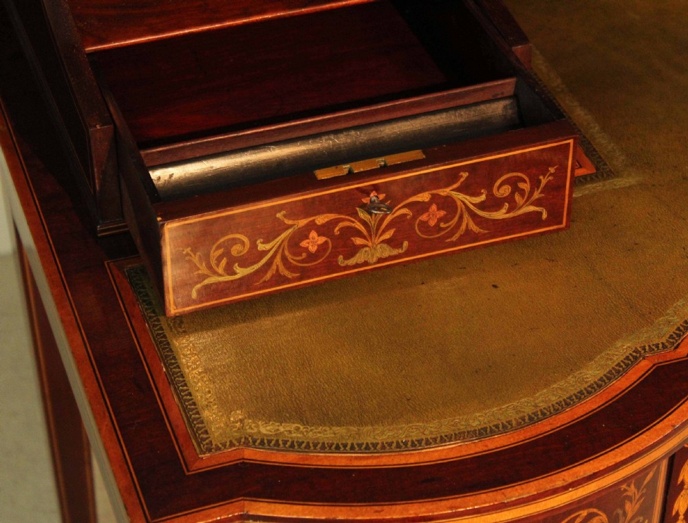 An Outstanding Late Victorian Mahogany Inlaid Carleton House Style Desk by Edwards & Roberts View VII