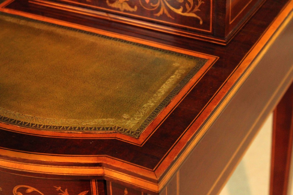 An Outstanding Late Victorian Mahogany Inlaid Carleton House Style Desk by Edwards & Roberts View XV