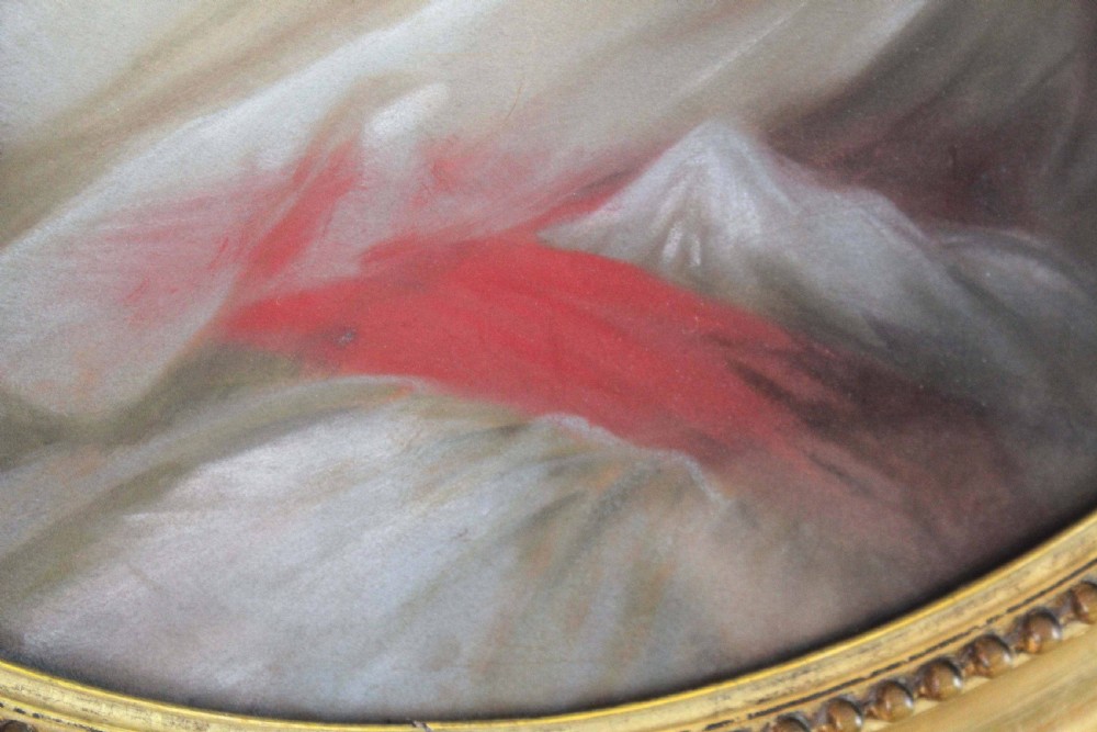 Quality Mid 19th Century French Oval Pastel Portrait of a Lady View V
