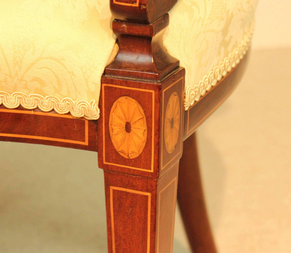 A Fine Late Victorian Mahogany Inlaid Shield Back Armchair by Maple & Co View IV