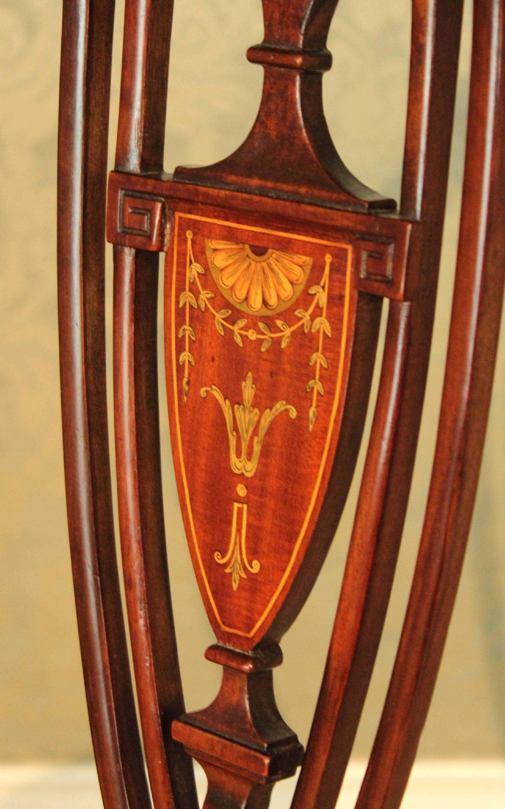 A Fine Late Victorian Mahogany Inlaid Shield Back Armchair by Maple & Co View V