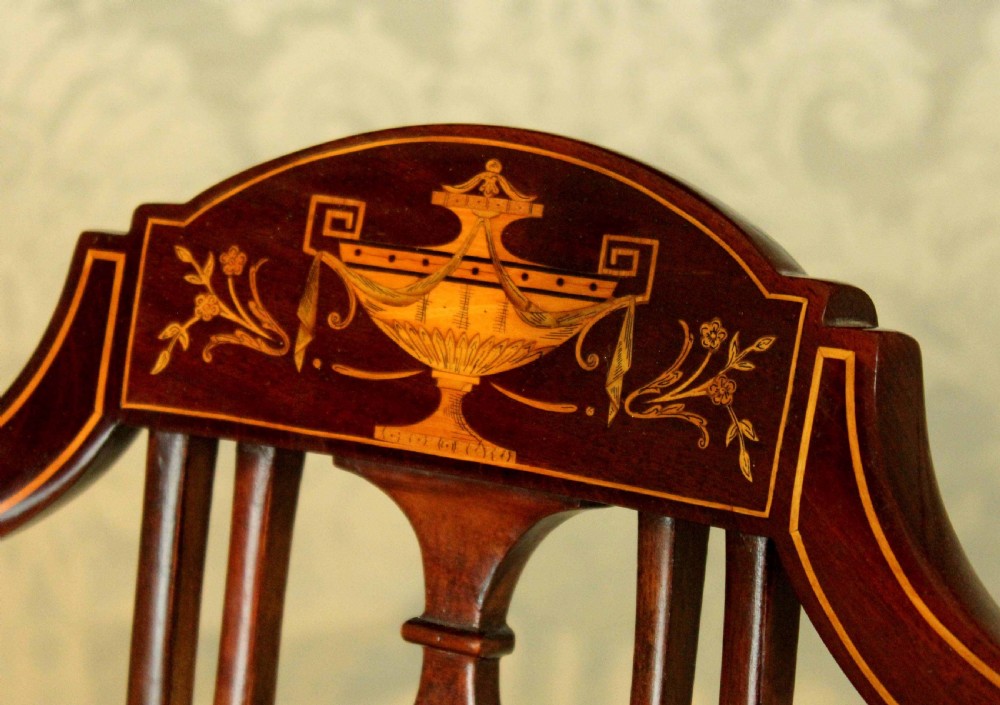 A Fine Late Victorian Mahogany Inlaid Shield Back Armchair by Maple & Co View VI
