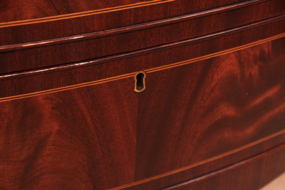 The Quality Edwardian Mahogany inlaid bow fronted chest View V
