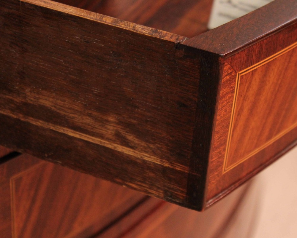 The Quality Edwardian Mahogany inlaid bow fronted chest View VII