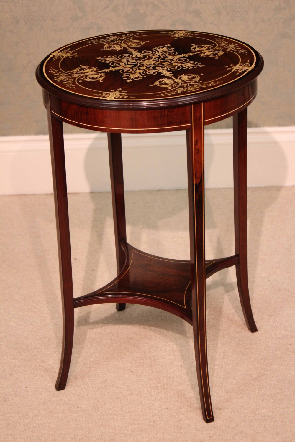 An Edwardian Quality Late Victorian Rosewood Inlaid Table by Collinson & Lock  View II