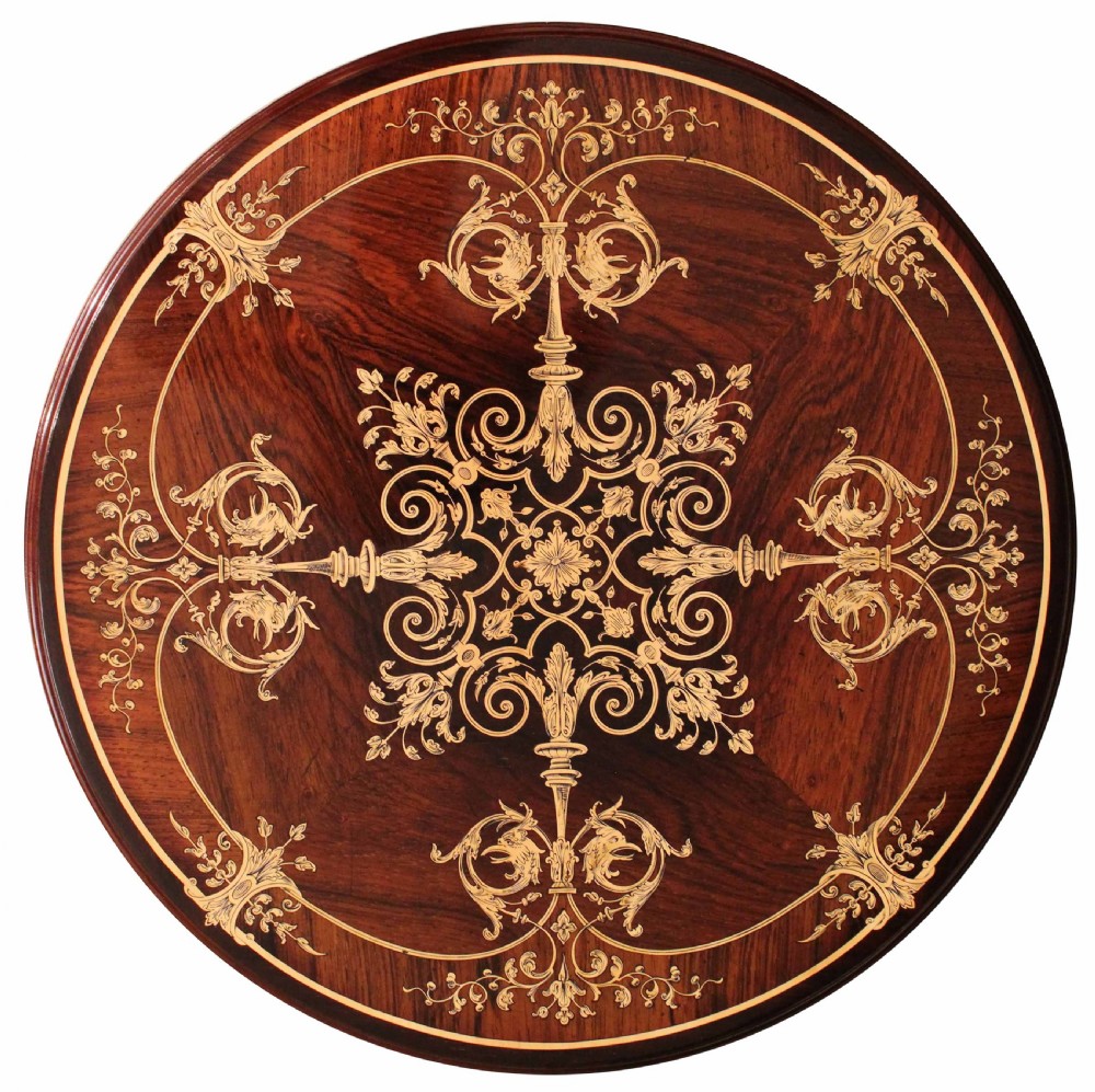 An Edwardian Quality Late Victorian Rosewood Inlaid Table by Collinson & Lock  View III