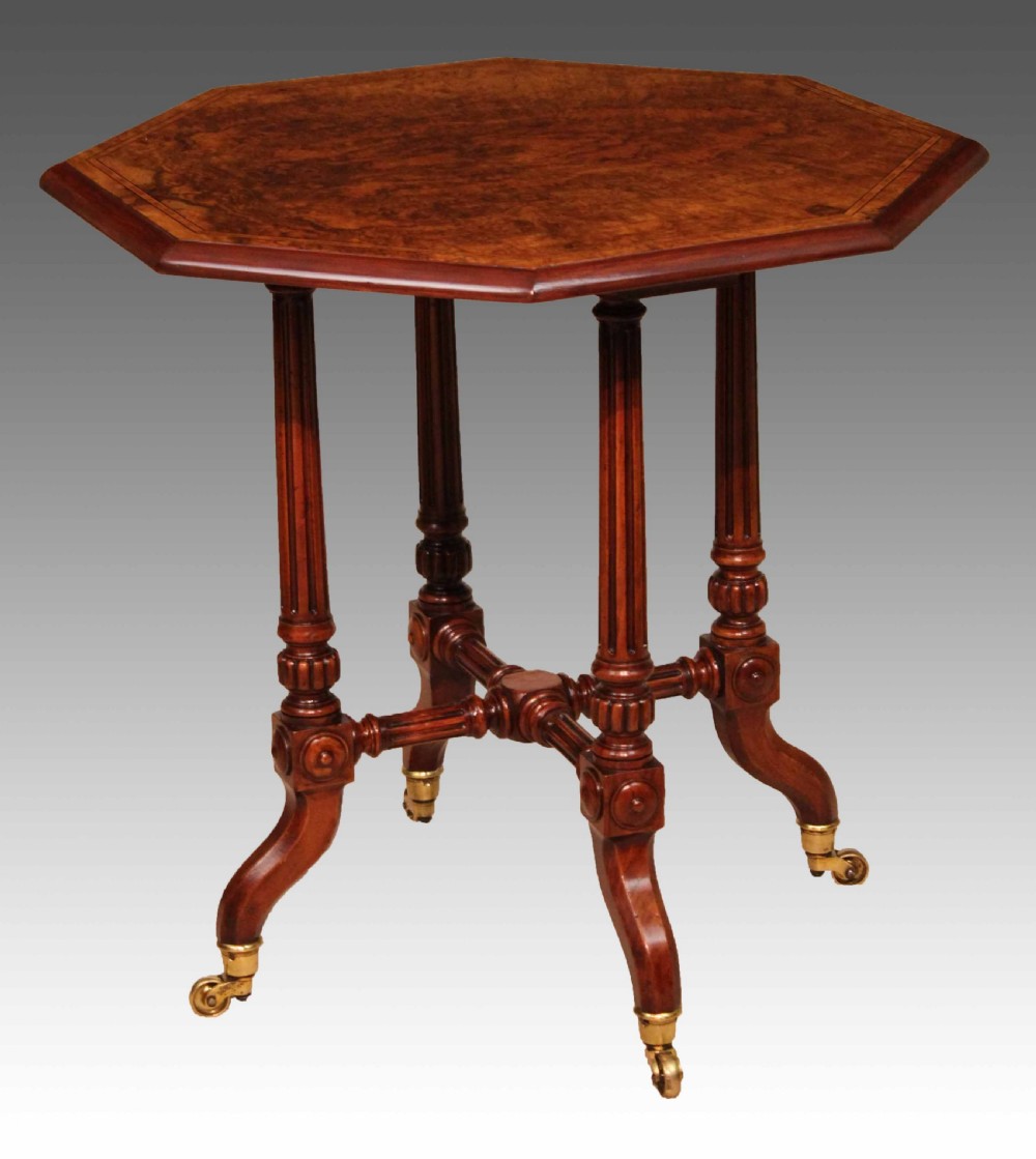 A Fine Quality Victorian Burr-Walnut Inlaid Octagonal Table
