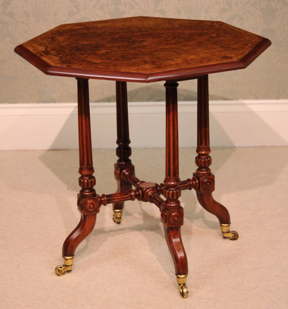 A Fine Quality Victorian Burr-Walnut Inlaid Octagonal Table View II