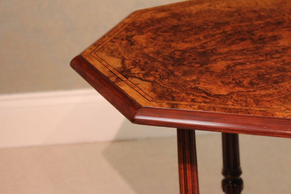 A Fine Quality Victorian Burr-Walnut Inlaid Octagonal Table View V