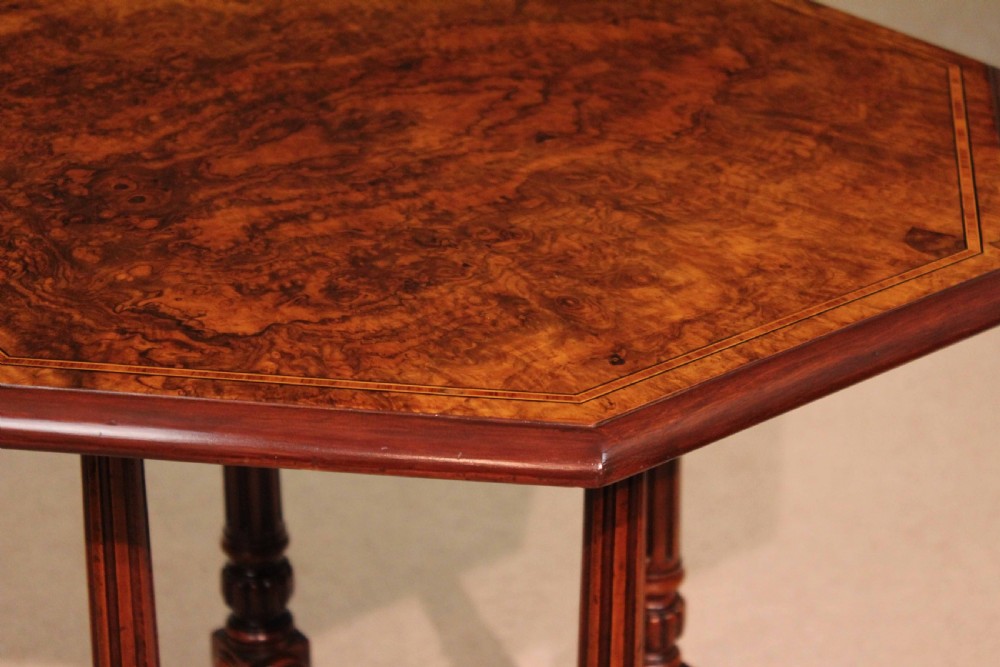 A Fine Quality Victorian Burr-Walnut Inlaid Octagonal Table View VI