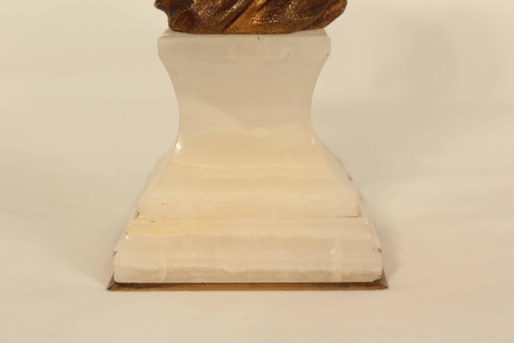 Dominique Alonzo (1910-1930) Bronze and Ivory Baby Face On White Onyx Base View IV
