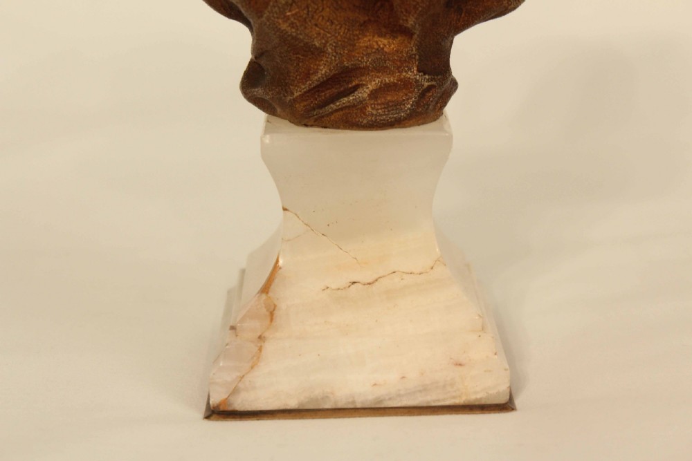Dominique Alonzo (1910-1930) Bronze and Ivory Baby Face On White Onyx Base View V