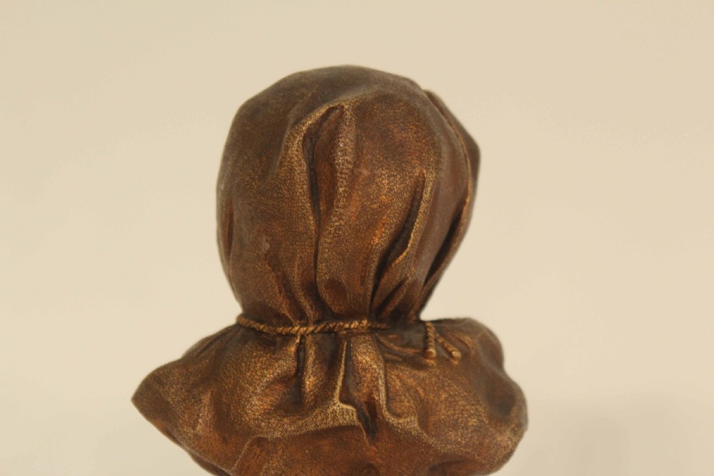 Dominique Alonzo (1910-1930) Bronze and Ivory Baby Face On White Onyx Base View VII