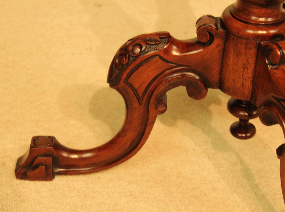 A Fine Quality Victorian Burr-Walnut Inlaid Oval Tripod Table View VII